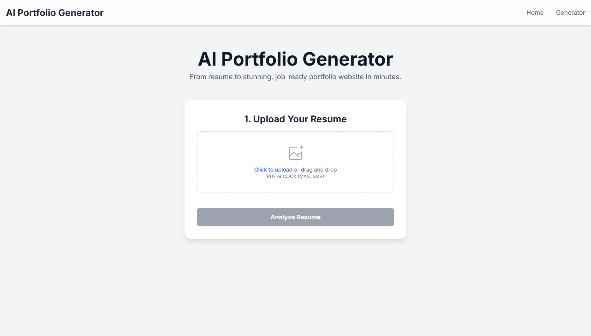 Resume to Website project screenshot
